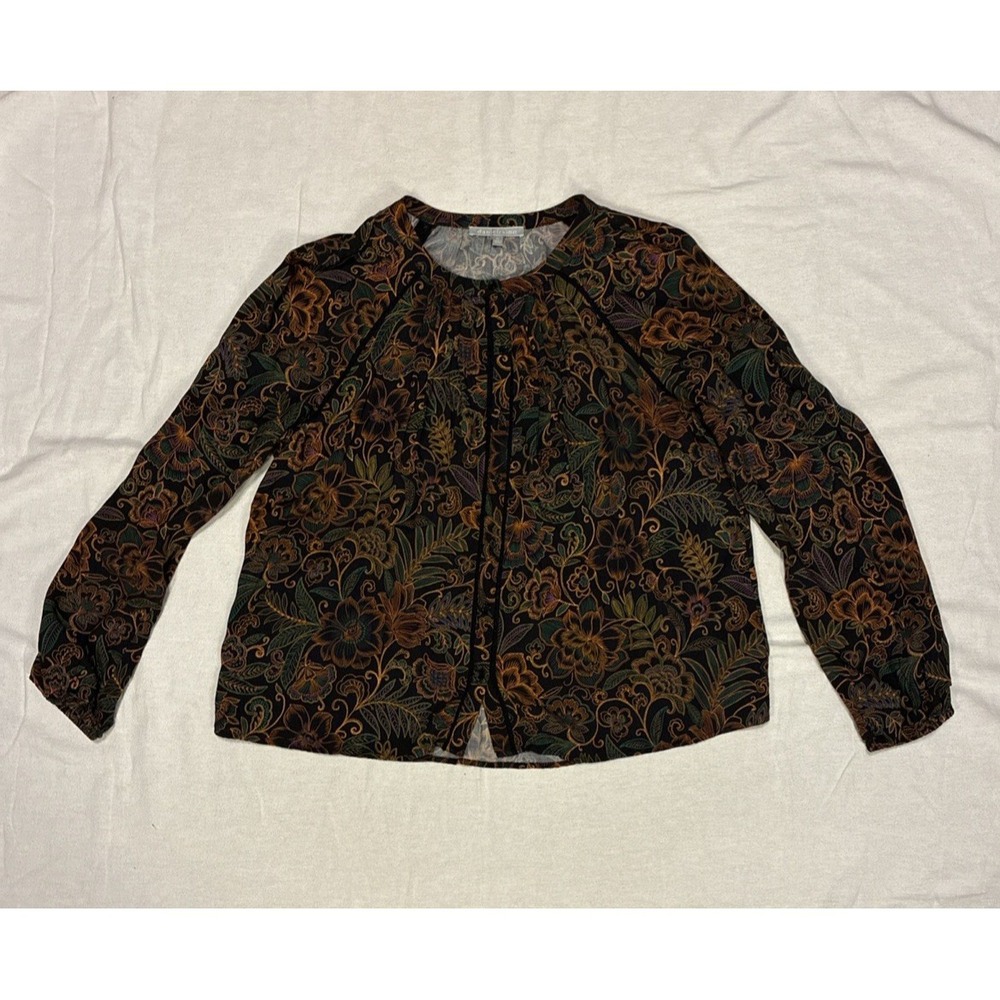 Women's Top XL Multicolor Greta Floral Peasant Blouse Boho Chic Button-up Flowy